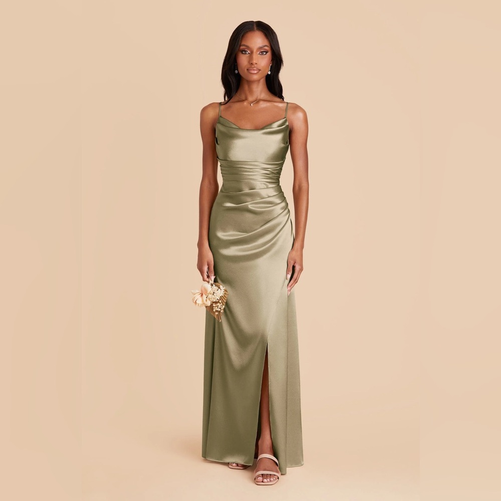 Birdy Grey Lydia Dress Shiny Satin Moss Green
